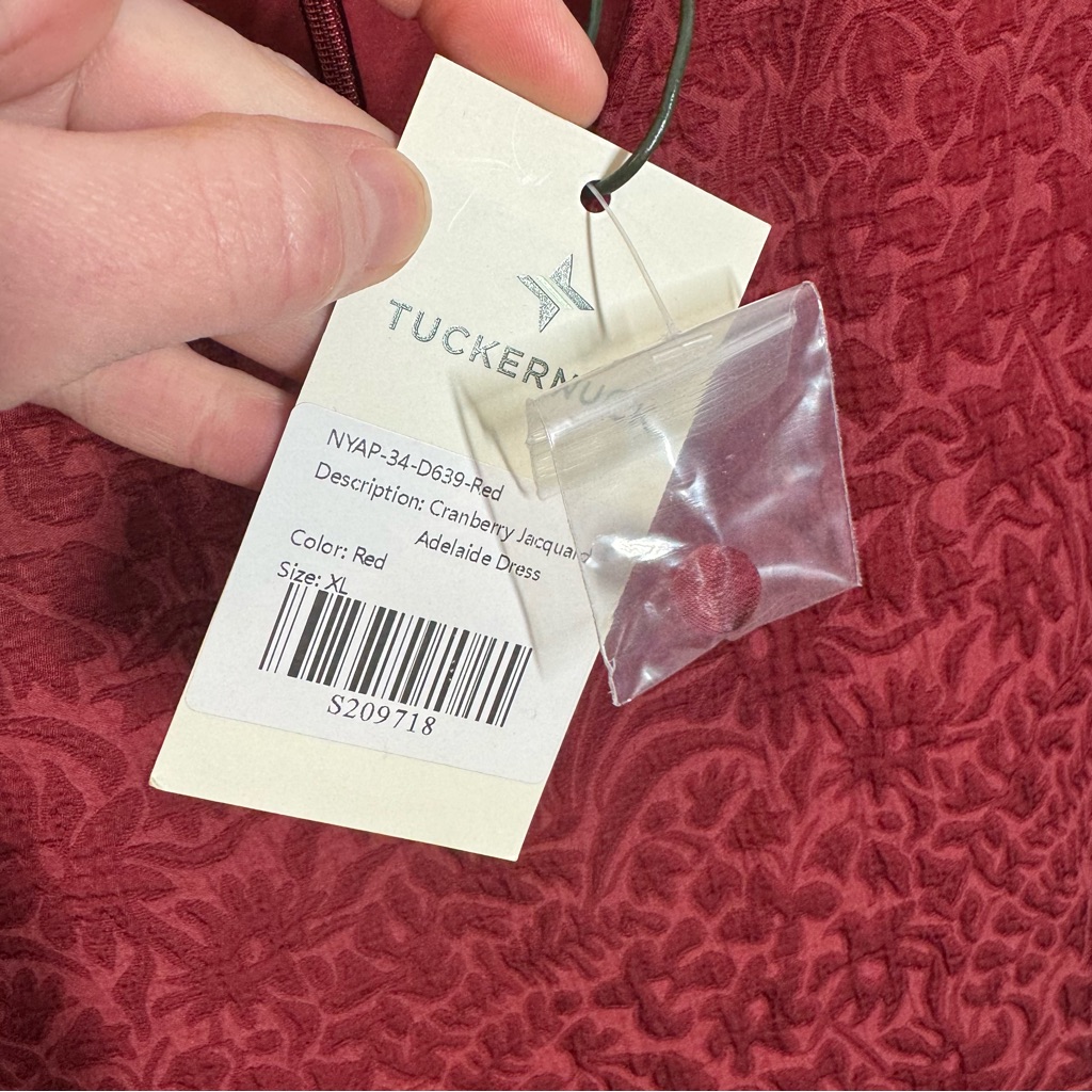 Tuckernuck Cranberry Jacquard Adelaide Midi Dress Size Xl Wedding Work Office — image 4 of 8